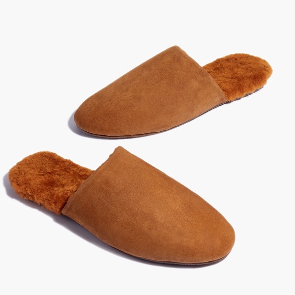TKEES Shoes - NWT TKEES Ines Shearling Camel Sandal Flats US 9 EU 40 Loafers Suede Mules Tan